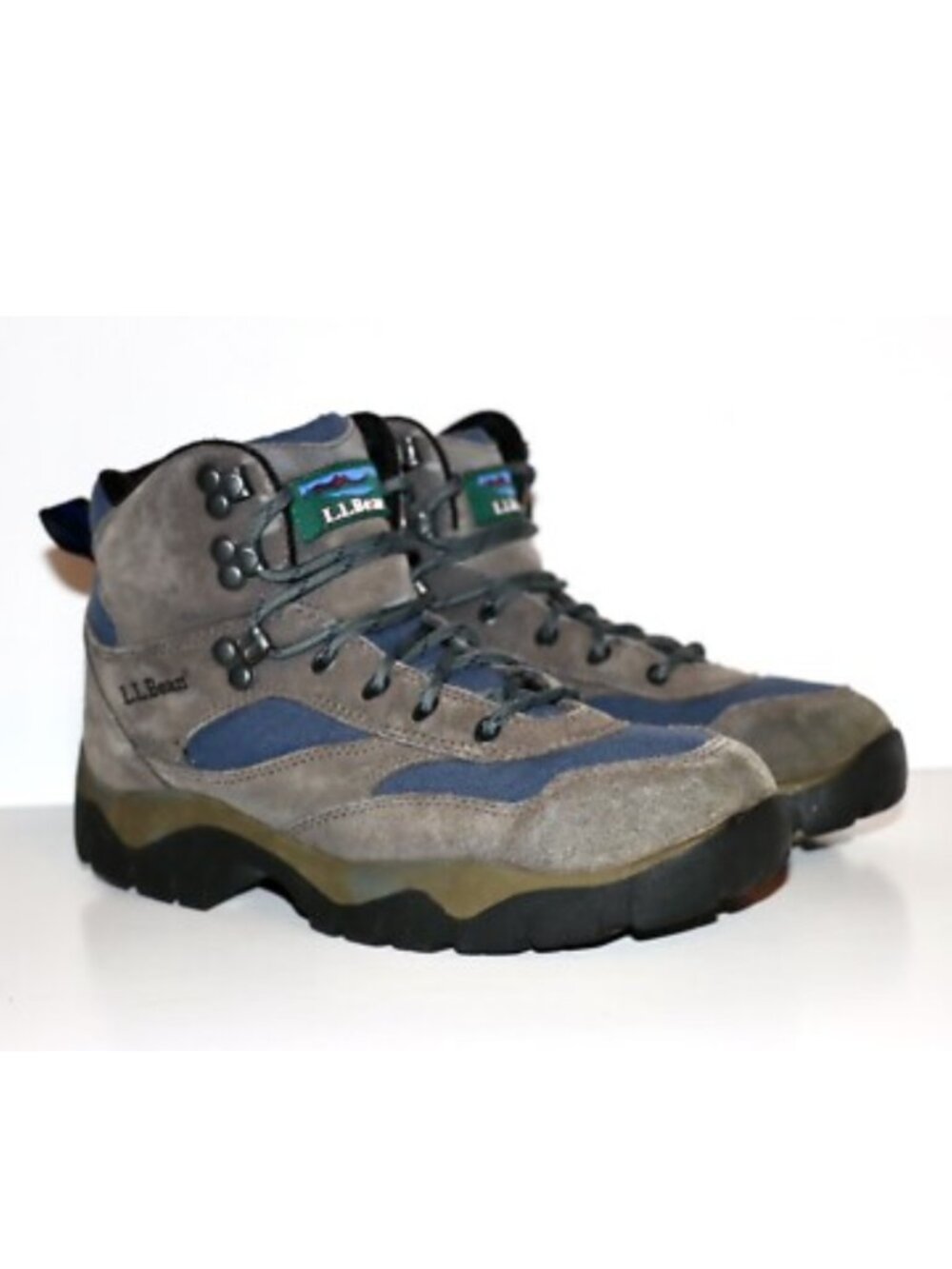 Women’s L. L. Bean Hiking Boots HR89 Blue Gray Suede & Textile Lace Up Size 11 M